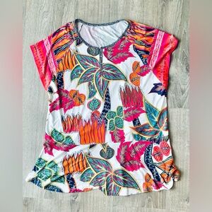 Soft Surroundings Colorful Leaf Print Top XLarge